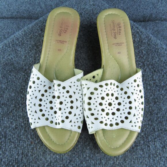 Spring Step Women Slide Sandal Shoes Size 40 Medium White Leather - Picture 3 of 9